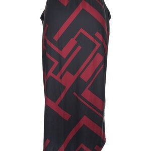 Geometric Black and Red Midi Skirt
